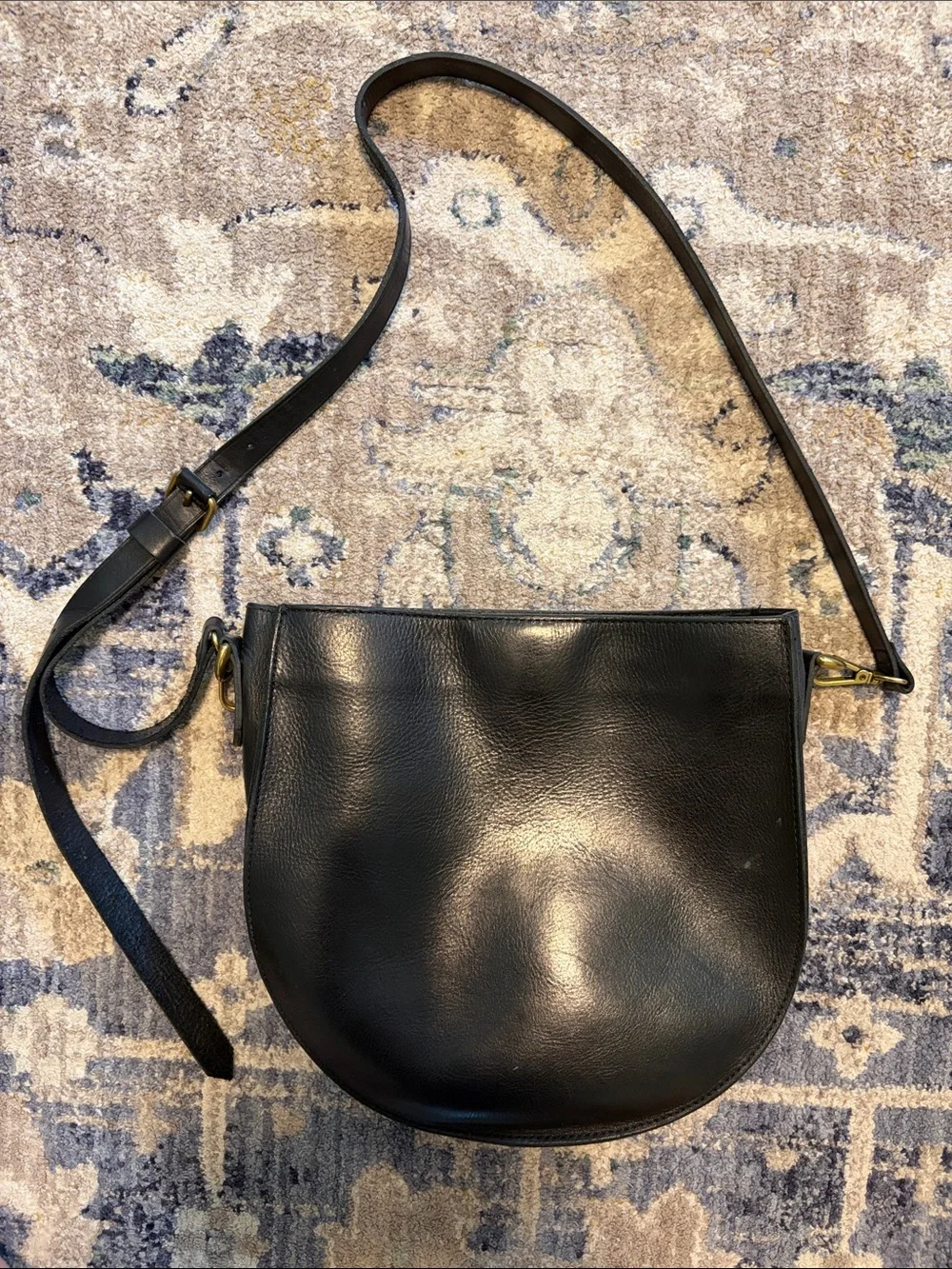 Madewell The Transport Saddlebag Crossbody Black Leather with Zipper
